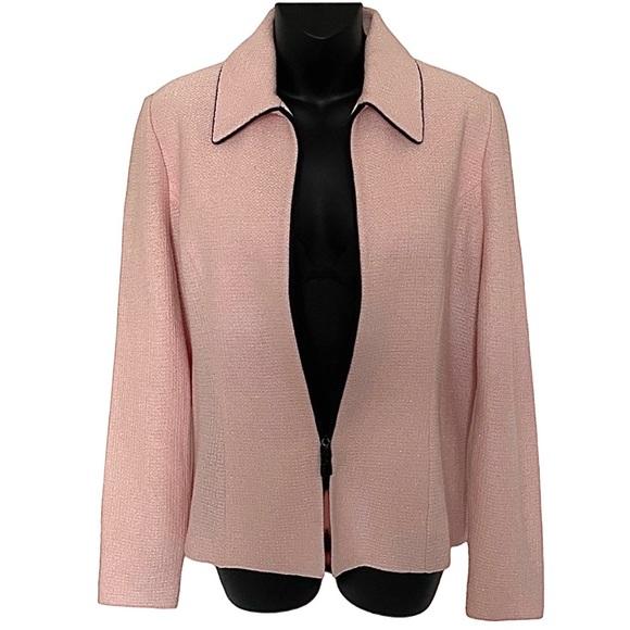 Two-Piece St. John Suit - Pale Pink and Black Jacket PLUS Black Skirt - Size 4 - Picture 3 of 16